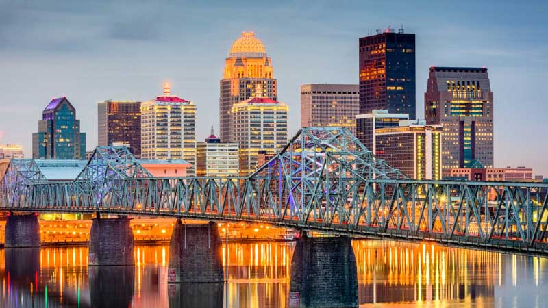 A city in Kentucky at night 