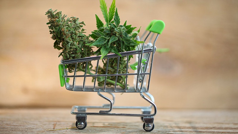 Cannabis cbd on a shopping cart