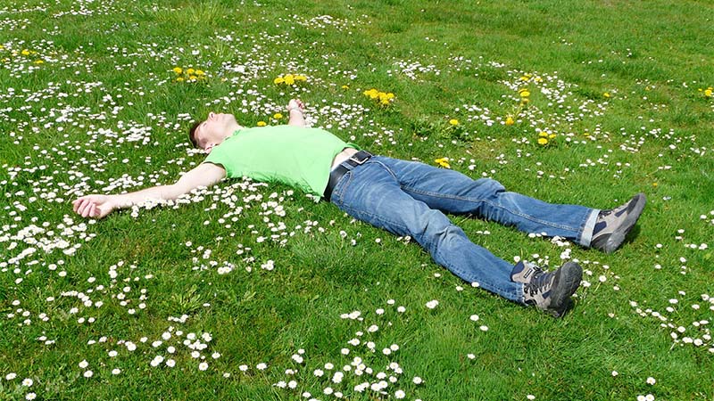 Image of a guy lying in a meadow